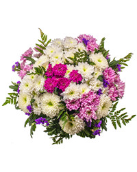 bouquet of spray and single chrysanthemums