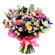 bouquet of roses, lisianthuses and alstroemerias